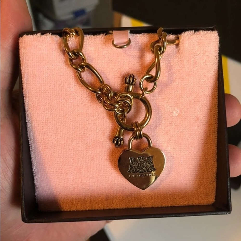 Juicy Couture Heart Padlock Necklace In Gold NWT